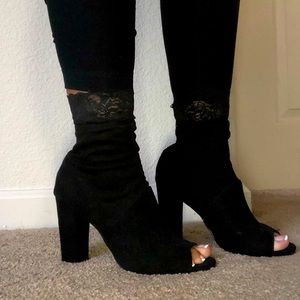 (Sold on Mercari) Open toe black Ankle boots